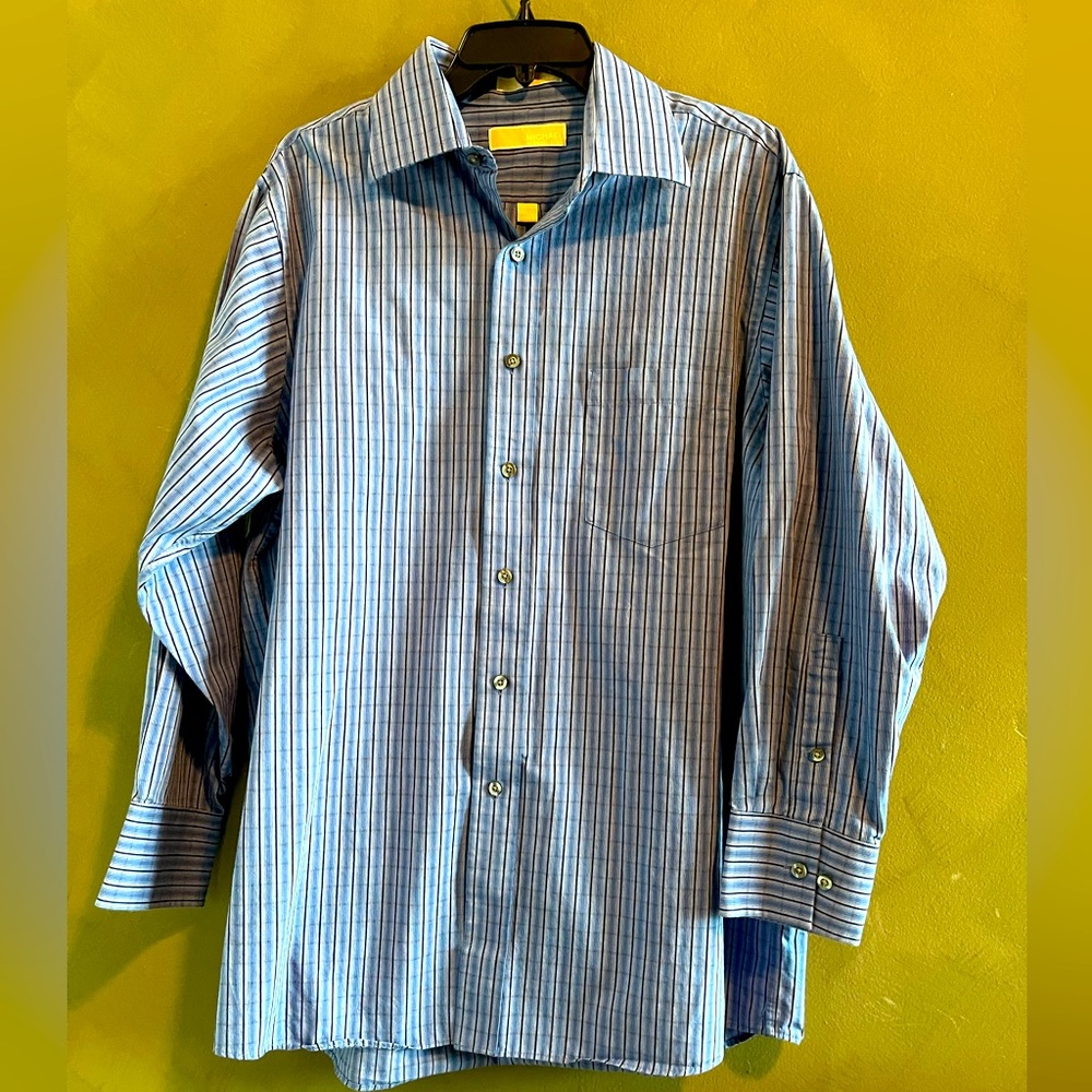 Michael Kors Men’s blue striped button down Oxford Size S